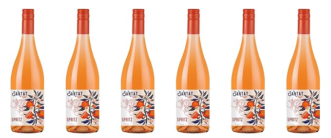 Santat Spritz | Sparkling Orange Bitter Apéritif Inspired by The Mediterranean | 0% ABV Non-Alcoholic Ready to Drink | 750ml | Imported from France (Pack of 6 152.4 Fl Oz)