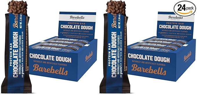 Barebells Protein Bars Chocolate Dough - 12 Count 20g High Protein Treats - Chocolate Nutrition Bar with 1g Total Sugars - On-The-Go Breakfast or Post-Workout Snack (Pack of 2)