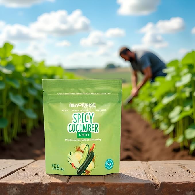 Moonrise Spicy Dried Cucumber | Chili-Lime Snack | Vegan | Gluten-Free | Low-Calorie | Only Natural Ingredients | (Pack of 6)