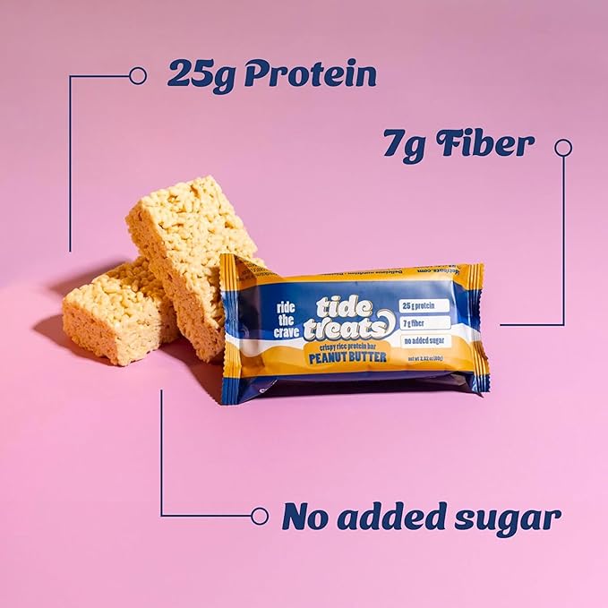 Crispy Rice Protein Treat Bar Variety Pack | 25 g Protein No Added Sugar 7 g Fiber Gluten Free | High Protein Snack for On-the-Go Post-Workout or Dessert Cravings | 8 Count
