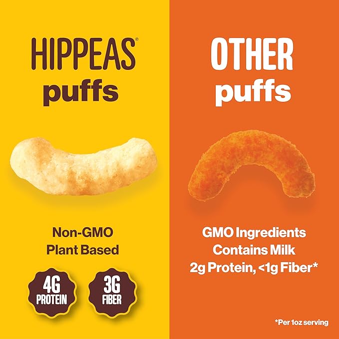 Hippeas Chickpea Puffs Flavor Blast: Blazin' Hot 0.75 Ounce (Pack of 18) 3g Protein 2g Fiber Vegan Gluten-Free Crunchy Plant Protein Snacks