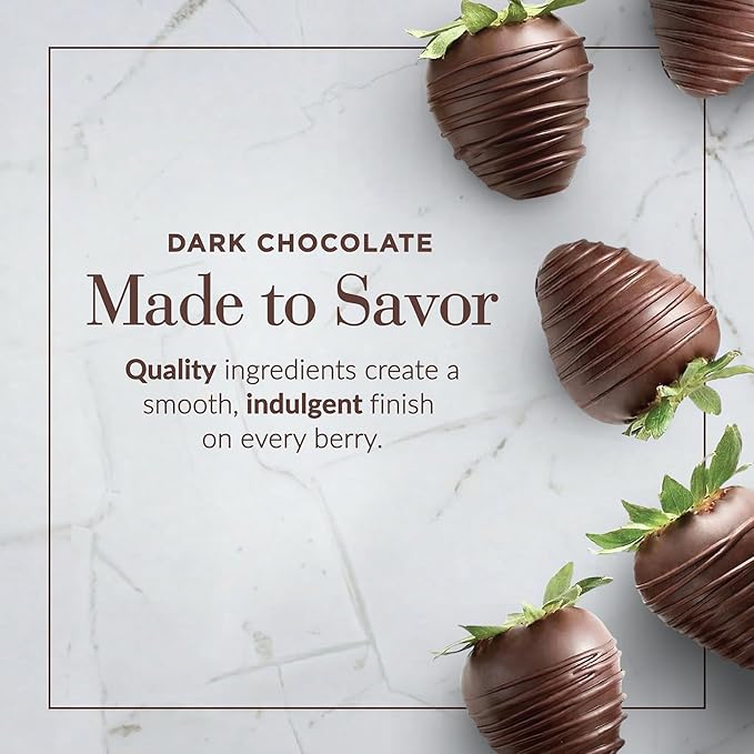 Shari’s Berries Artisan Belgian Dark Chocolate Covered Strawberries | Chocolate Covered Strawberry Gift Box | For Valentine's Day Anniversary Celebrations &amp Thank You’s (Full Dozen 12 Berries)