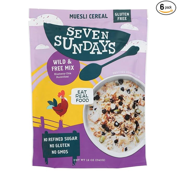 Seven Sundays Muesli Blueberry Chia Buckwheat 12 oz (Pack of 6)