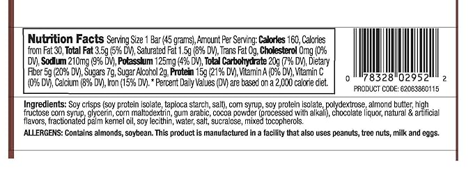 Landau Protein Bar 15 g Protein 1.6oz bar 12 Bars (Peanut Caramel) (Hazelnut)