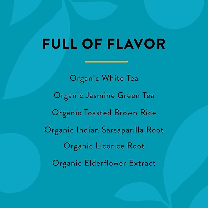 Choice Organic White Elderflower &amp Green Tea Caffeinated 16 Bags (Pack Of 6)