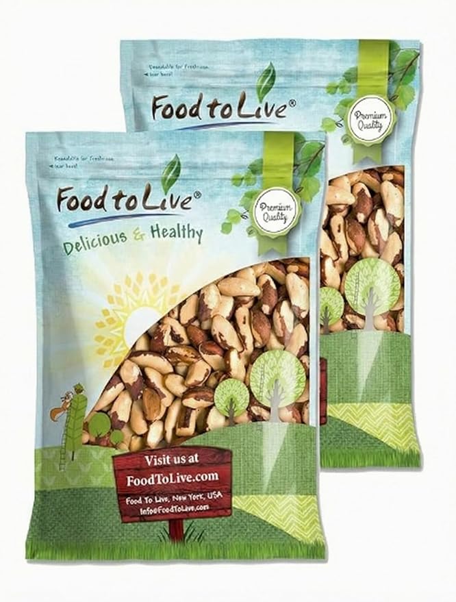 Food to Live Brazil Nuts 18 Pounds - Raw Whole No ShellUnsaltedKosherVeganKeto and Paleo FriendlyGood Source of Selenium Low Sodium and Low Carb Food Great Trail Mix Snack