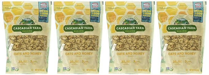 Cascadian Farm Organic Oats And Honey Granola Non GMO 11 Ounces (Pack Of 4)