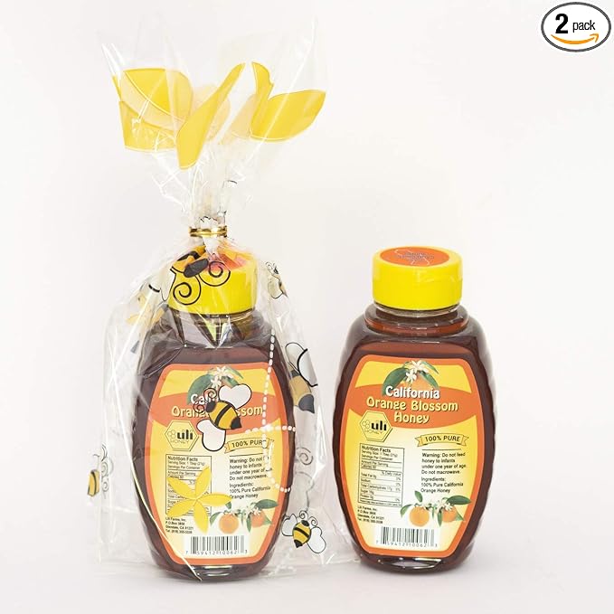 California Raw Orange Blossom Honey Squeezable Jar 16 Ounces 1 Lb Pure Natural Gift Wrapped Pack Of Two