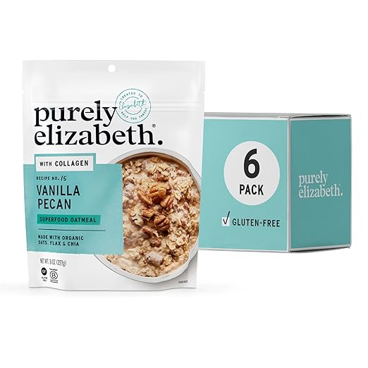 Purely Elizabeth Vanilla Pecan Superfood Oatmeal with Collagen Gluten Free 8 Oz (Pack of 6)