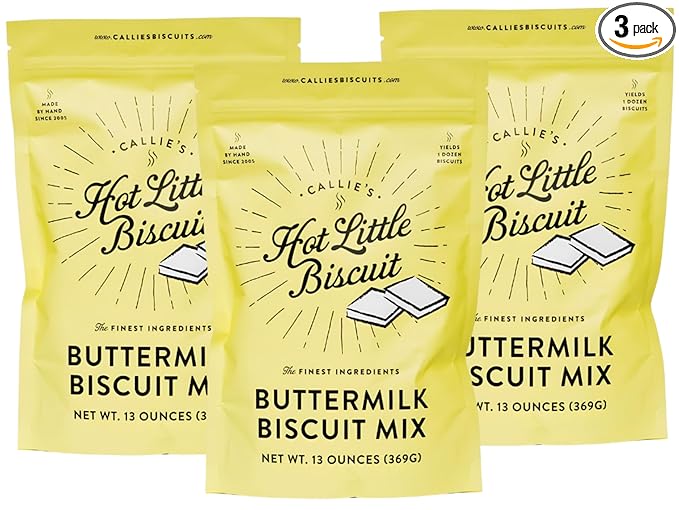 Callie’s Hot Little Biscuit Buttermilk Biscuit Mix Fast &amp Easy Southern Recipe Made with White Lily Flour &amp Real Dairy No Preservatives Makes One Dozen Biscuits per Bag 13 oz (Pack of 3)