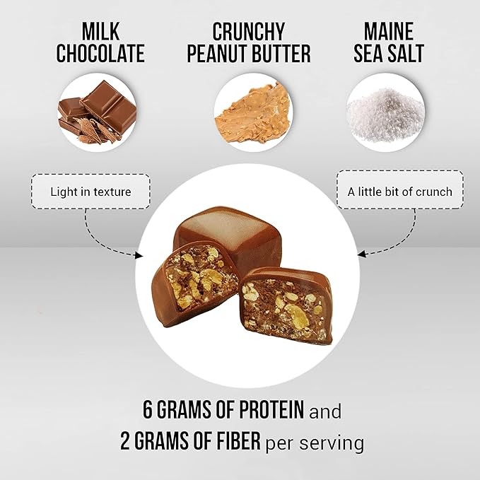 Bixby Organic Milk Chocolate Crunchy Peanut Butter Sea Salt Bites - Gluten Free Kosher Non-GMO Chocolate - Organic Milk Chocolate Energy Snacks - Resealable 4.2oz Bags - Pack of 6 Bags