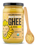 GOLDEN MONKEY Organic Ghee Butter – Grass Fed Clarified Butter for Cooking Baking Keto &amp Gut Health – Ghee Butter Organic Grass Fed from Small Farms – Smooth Spread with High Smoke Point (16oz)