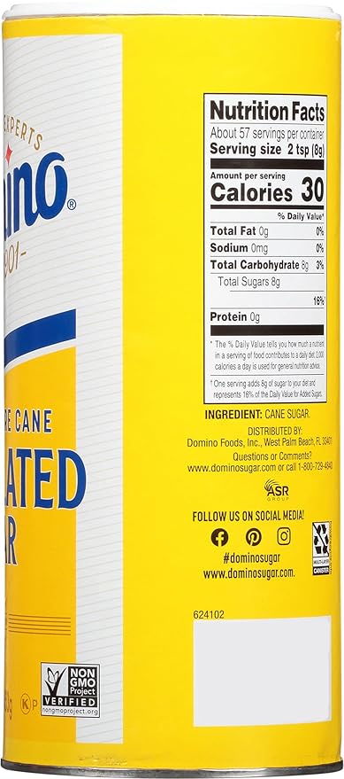 Domino® Granulated Sugar 16 oz Domino® Sugar Canisters (Pack of 3)