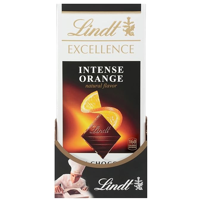 Lindt EXCELLENCE Intense Orange Dark Chocolate Bar Dark Chocolate Candy with Orange and Almond Slivers 3.5 oz. (12 Pack)