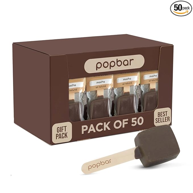 Popbar - Hot Chocolate Sticks - 50 Pack Bulk Case - Ideal for Holidays Birthdays Corporate Office Gifts Stocking Stuffers Thanksgiving Christmas Hanukkah Cocoa Bomb Lovers (Mocha)