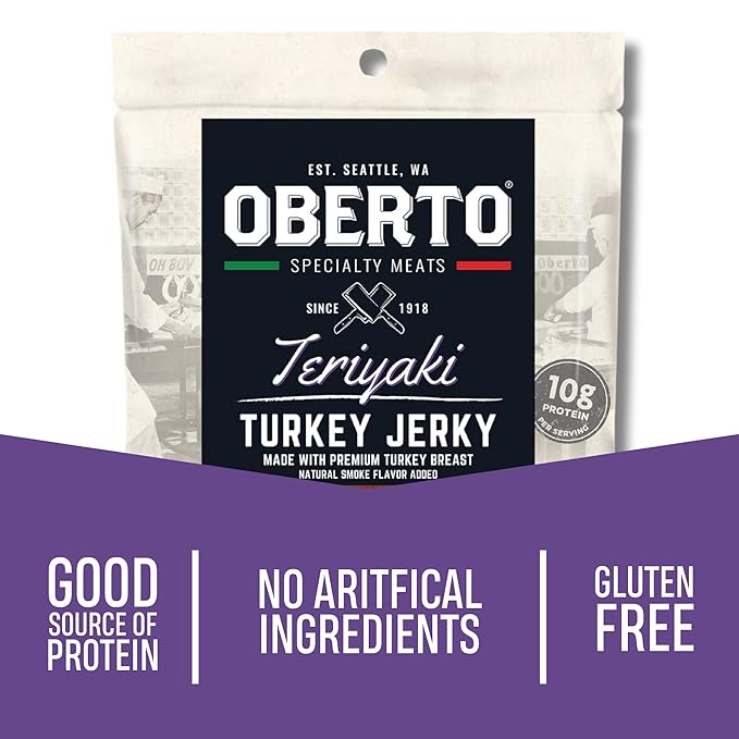 Oberto Specialty Meats Teriyaki Turkey Jerky 2.7 Ounce (Pack of 8)