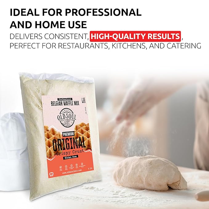 OldSoul Belgian Waffle Batter Mix | Original Flavour | GLUTEN FREE | 10 Lbs | 56 Waffles (10 Lbs Gluten Free)