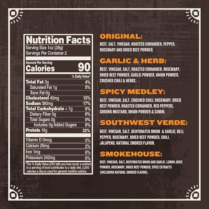 Made by True Beef Sliced Bites Ultimate Variety (2 Ounce Pack of 5) - All Natural Zero-Sugar True Jerky Biltong - High Protein Keto Paleo &amp Whole 30 Diet - Sugar-Free Gluten-Free Carb-Free