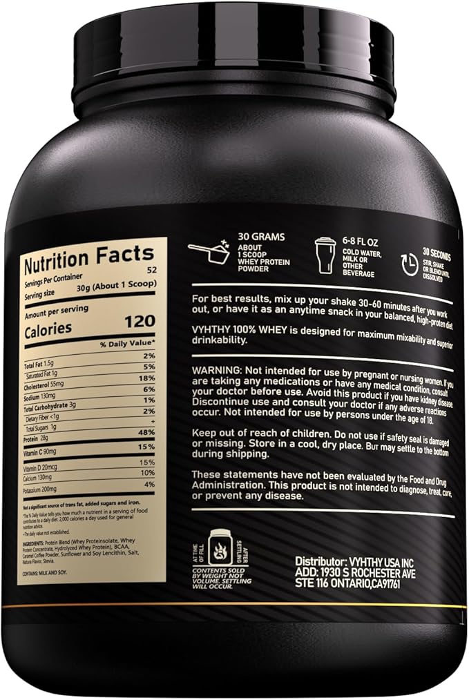 Caramel Coffee Flavored Whey Protein Powder24g Protein per Serving Fast-Absorbing Concentrated whey Protein Low Sugar Gluten-Free Natural Flavor 3.5lbs(56oz)