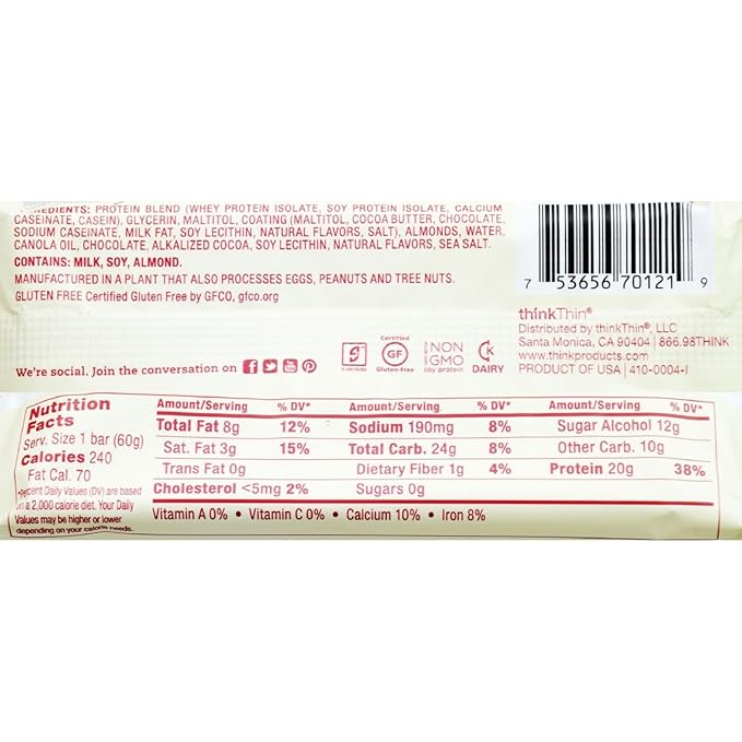 Think Products Thin Bar - Chocolate Fudge - Case of 10-2.1 oz