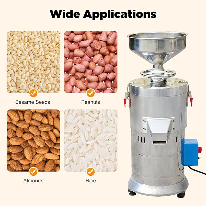 Commercial Peanut Butter Machine 1100W Electric Nut Butter Maker 33lbs/h Sesame Sauce Grinder for Groundnut Almond Cashew Nut