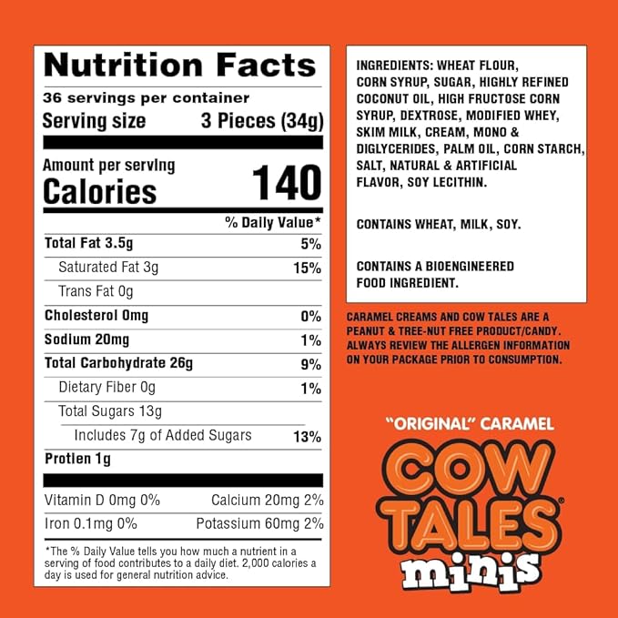 Goetze's Candy Vanilla Caramel Cow Tales - 2.25 Pound Canister (36 Ounces) - Fresh from The Factory