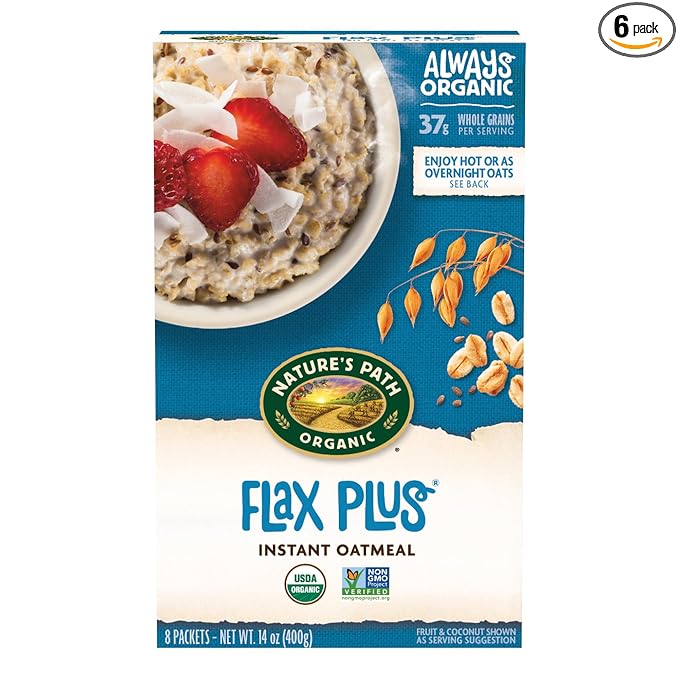 Nature's Path Organic Flax Plus Instant Oatmeal 14 oz (Pack of 6) Non-GMO
