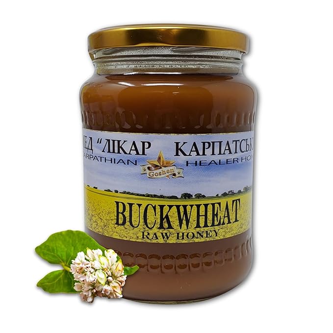 Carpathian Raw Buckwheat Honey | 100% Pure Unfiltered Unpasteurized Ethically Sourced | Glass Jar 908g