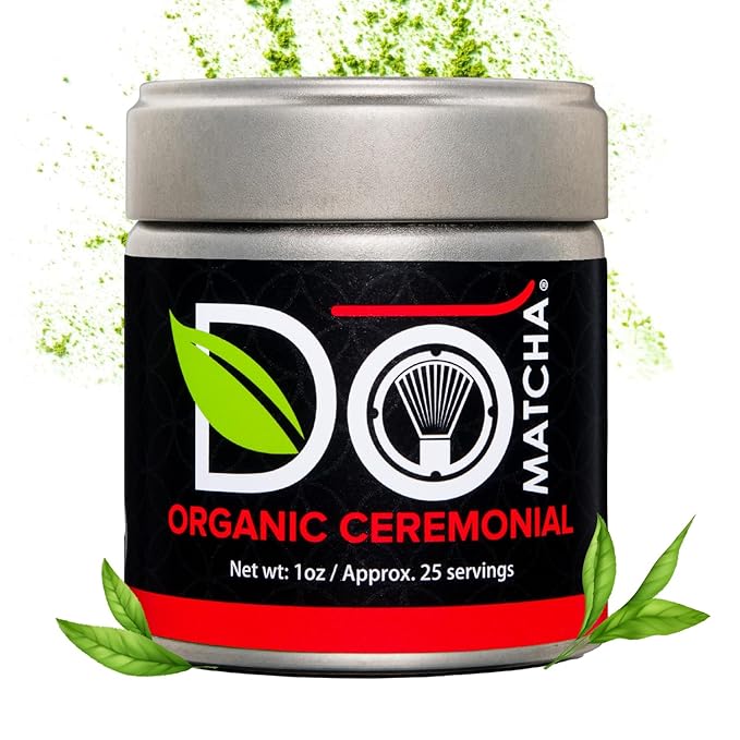 DoMatcha - Organic Ceremonial Green Tea Matcha Powder Natural Source of Antioxidants Caffeine and L-Theanine Promotes Focus and Relaxation Kosher 25 Servings (1 oz)