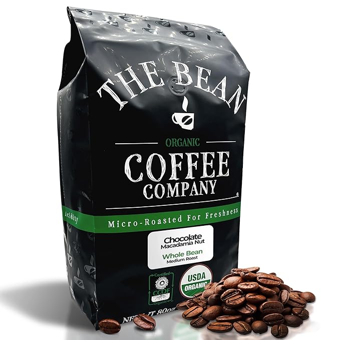 The Bean Organic Coffee Company Chocolate Macadamia Nut Medium Roast Whole Bean Coffee 5-Pound Bag