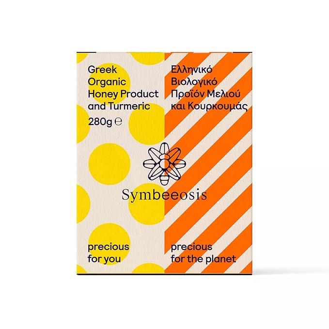 Symbeeosis Greek Organic Functional Honey with Turmeric - Rich in Trace Elements and Phenolic Components - Warm Earthy Taste