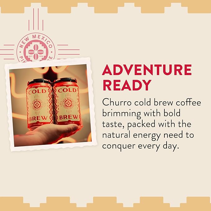 New Mexico Piñon Nitro Cold Brew Coffee Drinks - Smooth Cinnamon Kick High Energy Nitrogen Infused Churro Black Coffee Cans 12oz - Natural Flavor Zero Sugar &amp Dairy Free - 12 Pack