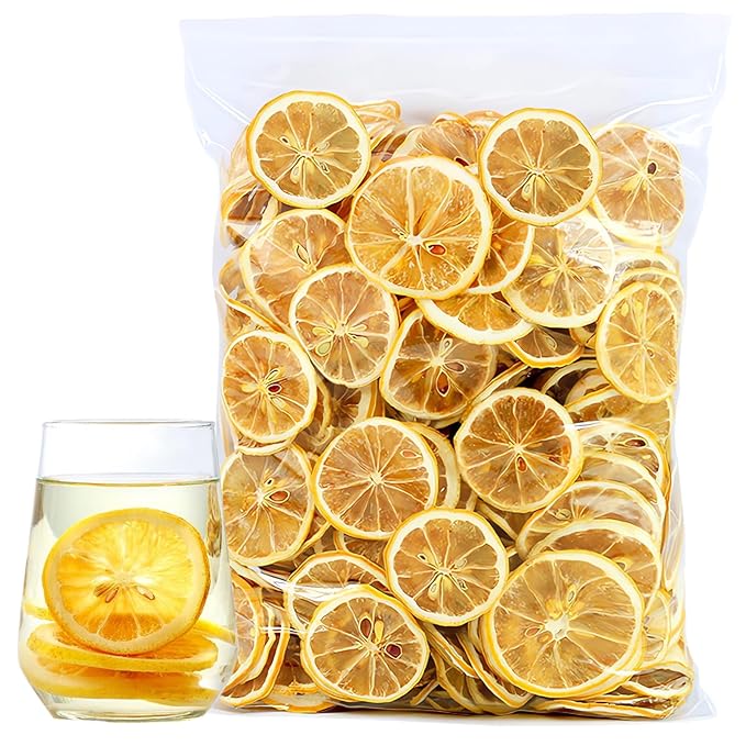 JTEDZI Dried Lemon Slices 17.63oz/500g 240+ Slices Dehydrated Lemon for Cocktail Garnish Cake Decoration Crafts Decor No Sugar Added Vegan &amp Kosher