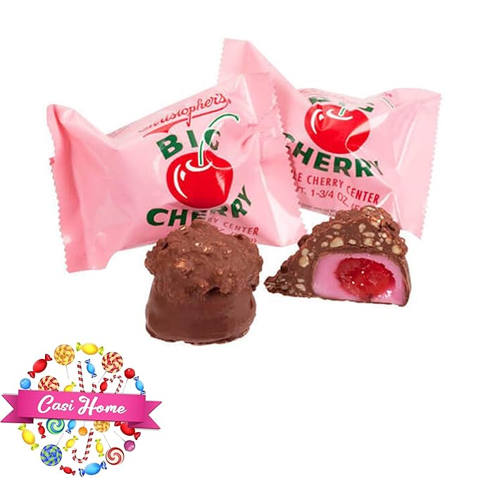 Big Cherry Chocolate Peanut Candy 1.34oz 12 Pack Packaged and Distributed by Casi Home