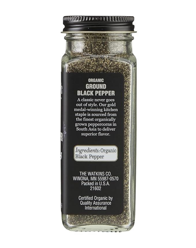 Watkins Gourmet Organic Spice Jar Ground Black Pepper 2.8 Ounce (Pack of 3)