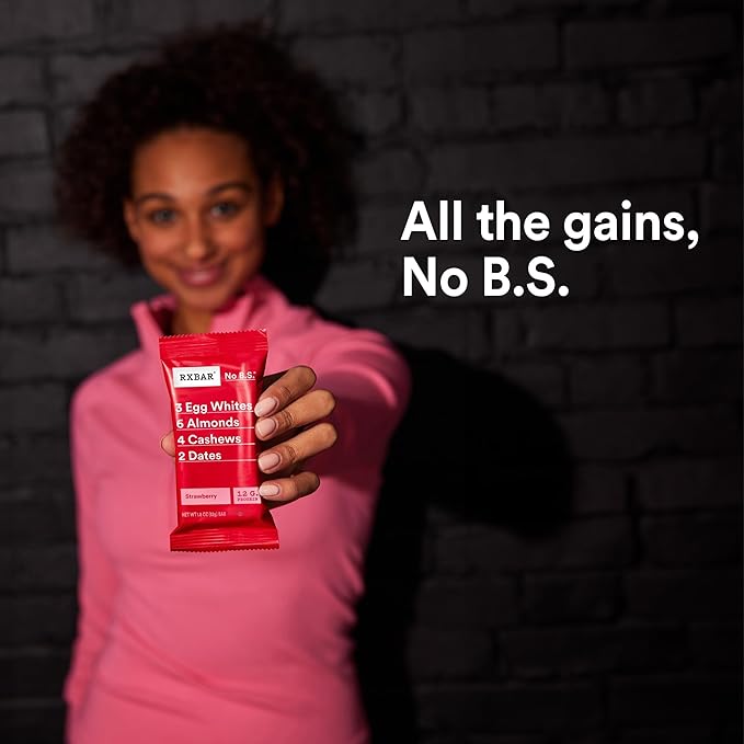 RXBAR Protein Bars 12g Protein Gluten Free Snacks Strawberry 22oz Box (12 Bars)