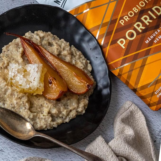 Probiotic Oat Porridge By Blue Frog Breakfast - A Delicious Vegan Instant Porridge from Rolled Oats - Manuka Honey and Hemp Heart 360g ( Pack of 4) (Made in New Zealand)