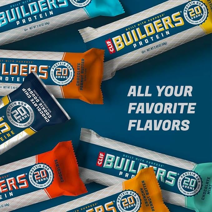 Clif Bar - Builders Protein Bar Variety Pack 20g of Protein Gluten-Free Non-GMO Low Glycemic 33.6 Ounce