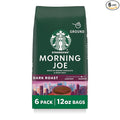 Starbucks Ground Coffee Dark Roast Hot or Iced Coffee Morning Joe Six 12 oz Bags