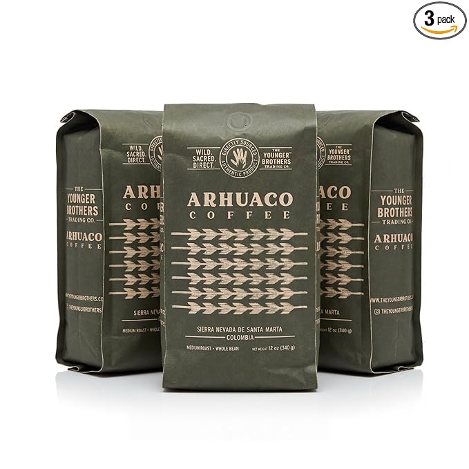The Younger Brothers Trading Co. – Arhuaco Indigenous Wild-Grown Coffee Medium Roast Whole Bean 12 oz (Pack of 3)