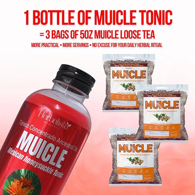 500ML Muicle Tonic Mexican Honeysuckle Sangre de Cristo - Concentrated Bitter Tonic 1 Tbsp = 3 Cups of Sangre de Cristo Tea- Tonico Herbal - MADE IN USA