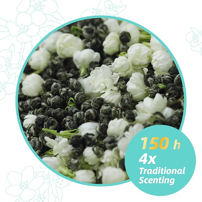 Essencesip Jasmine Pearl Green Tea Loose Leaf 6oz Tin – 4x Scented Dragon Pearls with Deep Jasmin Aroma Smooth Taste USDA Organic Ethically Sourced