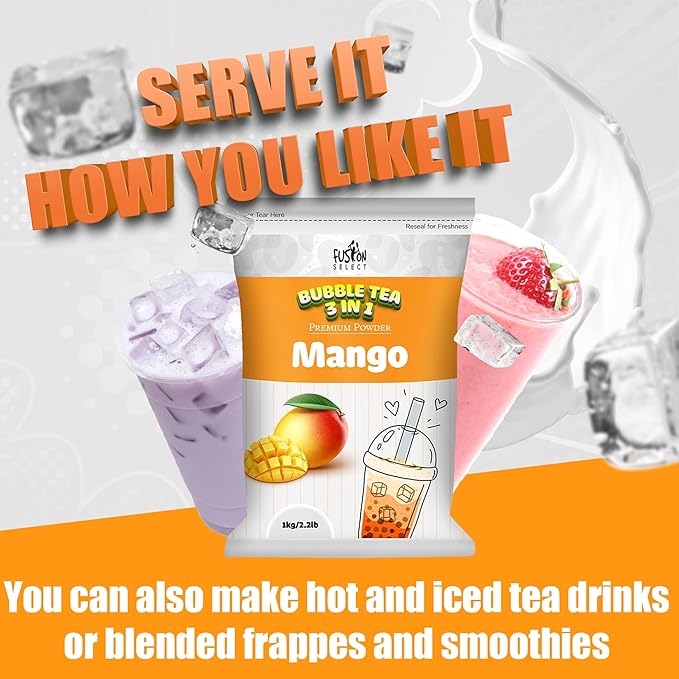 Fusion Select 2.2lb Taro Milk Tea Powder - Instant 3-in-1 Drink Mix with Cream &amp Sugar for Hot or Cold Blends or Frappes
