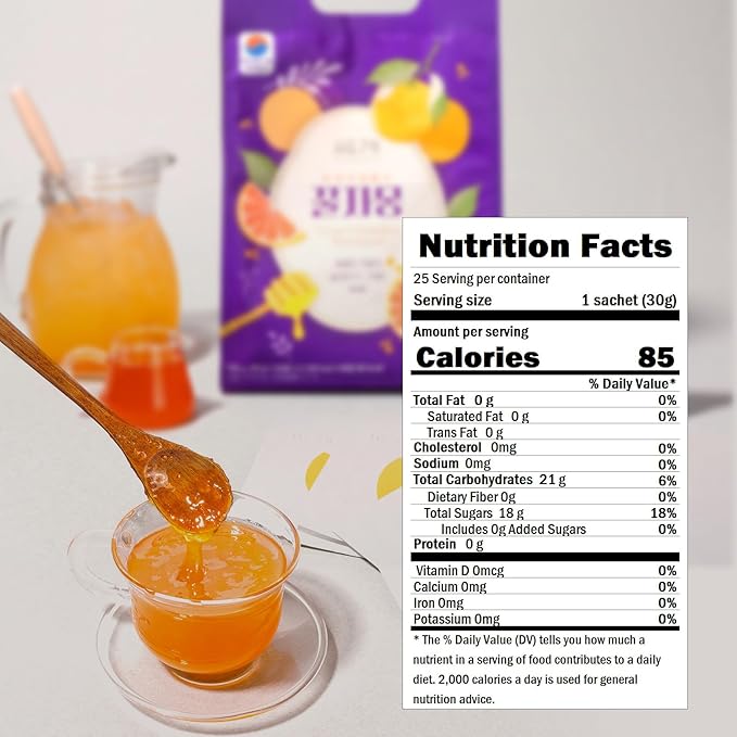 Ssanggye Korean Honey Grapefruit Tea 30g X 25pcs All Natural Fresh Grapefruit Tea With Honey Marmalade Jam Sauce For Salad Spread Ade Cocktail Dressing Portable Sachets For On-The-Go Sweet 꿀 자몽차