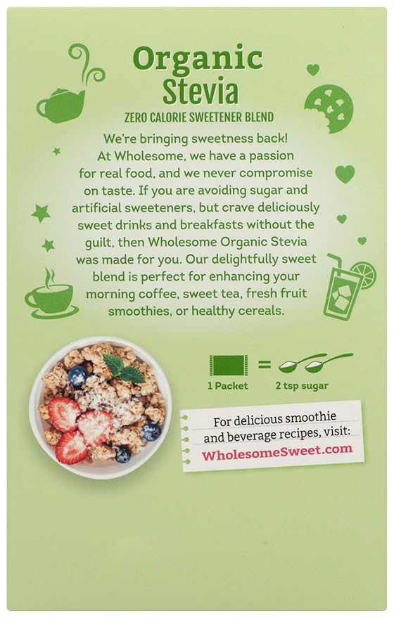 Wholesome Sweeteners Organic Stevia 1 Gram Packets 120 Count 1 Case (Packaging May Vary)