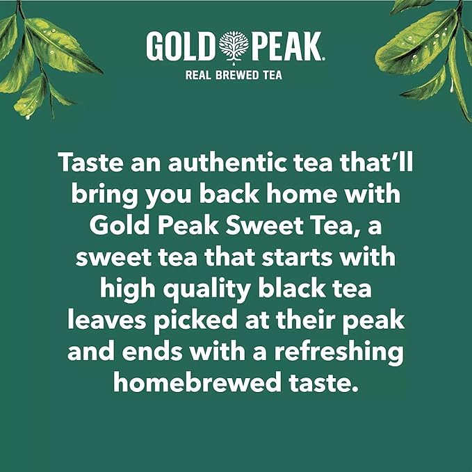 Gold Peak Naturally Sweet Real Brewed Tea Picked for Peak Taste Made With Cane Sugar - By Gourmet Kitchn - (18.5oz / 18pk)
