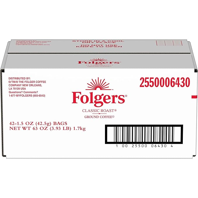 Folgers Classic Roast Medium Roast Ground Coffee 42-1.5 Ounce Fraction Packets frac Packs