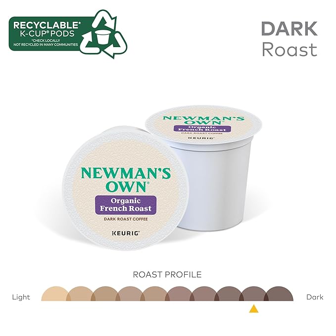 Newman's Own Organics French Roast Keurig Single-Serve K-Cup Pods Dark Roast Coffee 72 Count