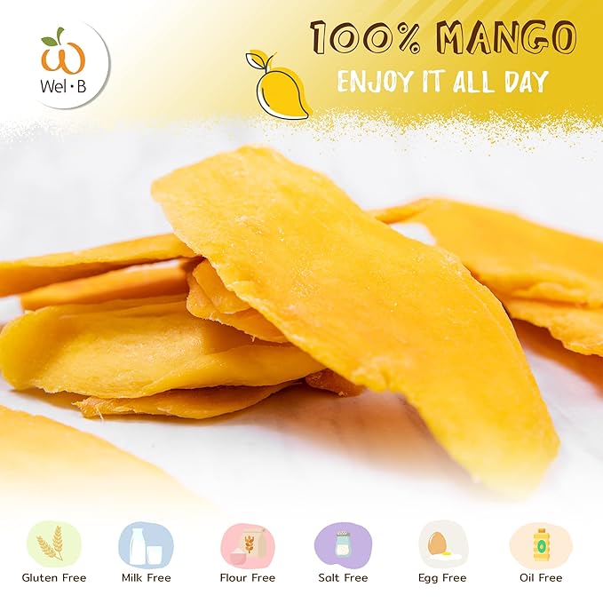 Wel-B Freeze Dried Fruit Snack Fresh Mango Freeze Dried to a Crispy Texture While Retaining Natural Flavor and Nutrition Great Snacks for Kids and Adults No Added Sugar or Preservatives (6 Bags 75