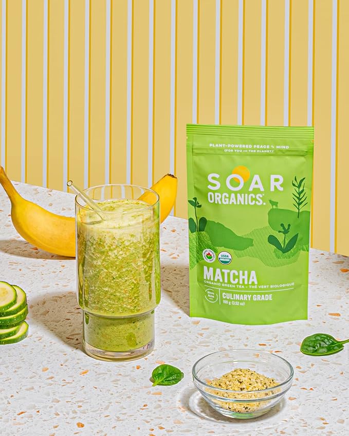 Soar Organics - Culinary Grade Matcha Green Tea Powder - Authentic Japanese Origin - For Lattes Smoothies &amp Baking (3.52 oz)